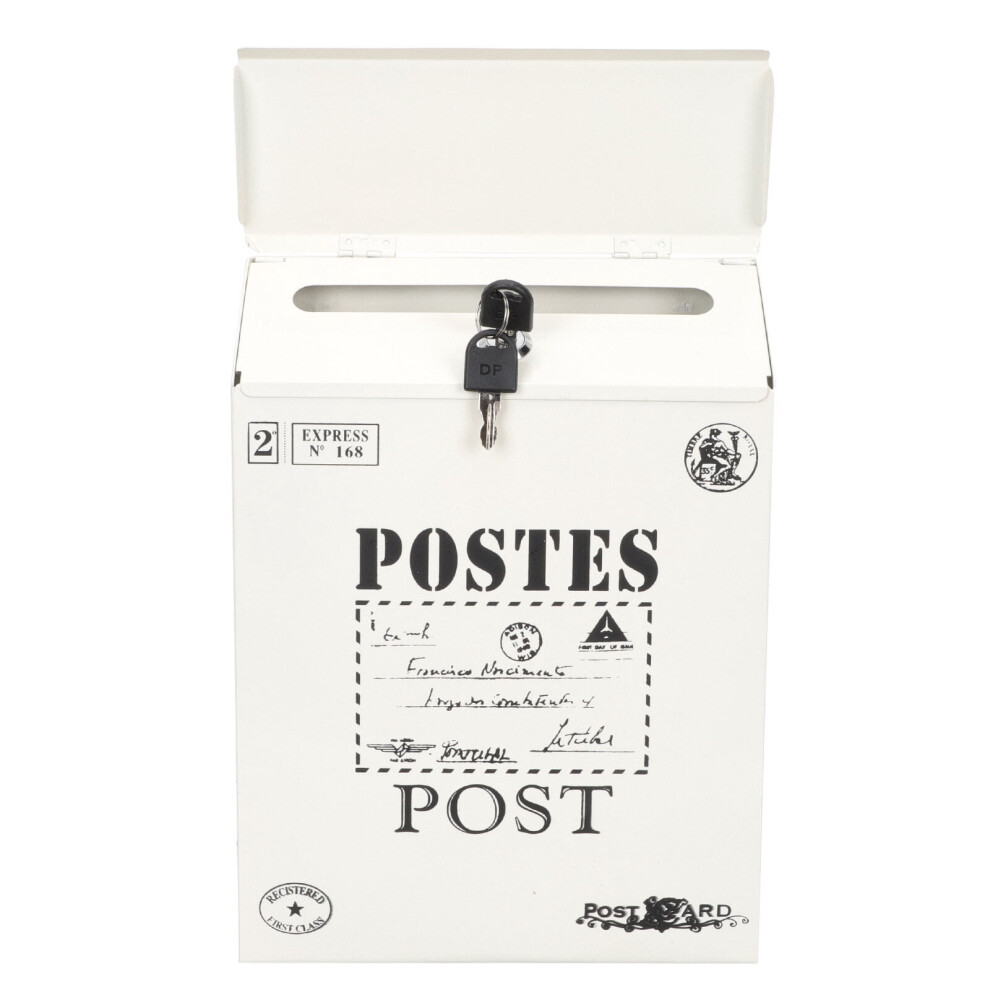 Vintage Wall-Mount Lockable Mailbox White 9107258563620