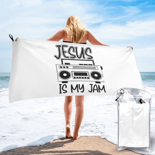 Toalha de praia raglan com fé cristã em microfibra, 76 x 152 cm (30 x 60 polegadas).