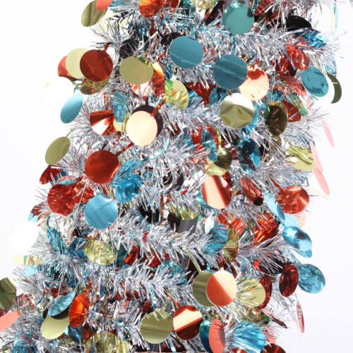 5FT Collapsible Sequin Christmas Tree with Stand Silvery 2