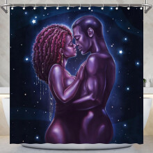 Schwarzer Duschvorhang für Paare, 183 x 183 cm (72 x 72 Zoll), mit Haken