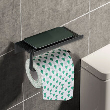 Porta-papel higiênico Kayannuo para banheiro com prateleira de parede