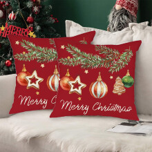 Kerstkussenhoezen rood 18x18 inch set van 2