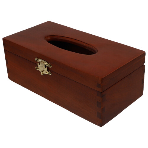 Auto tissueboxhouder, rood, massief hout, 1 stuk