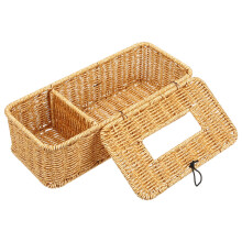 Vintage Taschentuchboxhalter im Rattan-Stil, PP-Behälter
