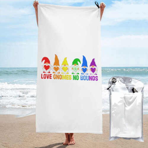 Toalha de praia de microfibra com estampa de casal LGBT arco-íris, 76 x 152 cm (30 x 60 polegadas).