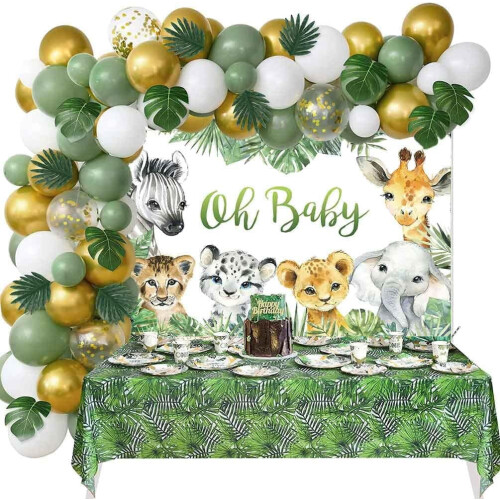 Φόντο για baby shower σαφάρι - Ζώα της ζούγκλας, Άγρια γενέθλια, φόντο φωτογραφίας, 2