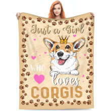 Couverture Corgi douce et chaude pour enfants et femmes 101,6 x 127 cm
