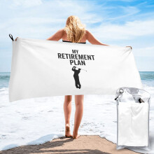 Mon plan de retraite est en bonne voie. Serviette de plage humoristique pour caddie de golf retraité, couverture douce en microfibre pour la
