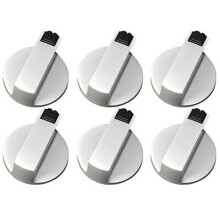 Universele ovenknoppen, 6 mm diameter, set van 6, zilverkleurig.