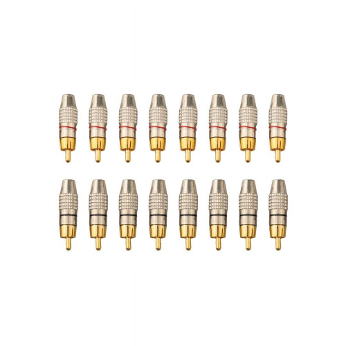 RCA hannpluggsett forgylt 16 stk.