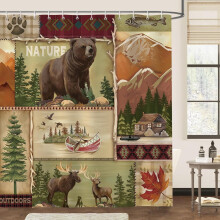 Bären-Duschvorhang aus Polyester, 72 x 72 Zoll, mit 12 Haken