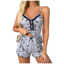Penkiiy kanten babydoll set voor dames, grijs