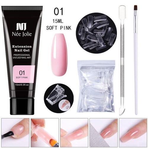 Σετ τζελ επέκτασης νυχιών Penkiiy Poly Clear Nude Pink1 σετ