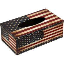 Retro-Taschentuchbox-Hülle aus Kunstleder mit amerikanischer Flagge