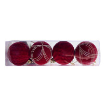 Christmas Tree Decoration Ball Dark Red Flocking 1 Pack