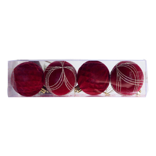 Christmas Tree Decoration Ball Dark Red Flocking 1 Pack