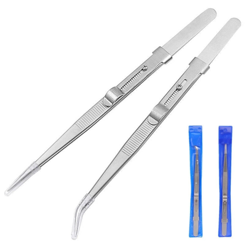 Stainless Steel Jewelry Tweezers Slide Lock 2 Pcs 9314556040740