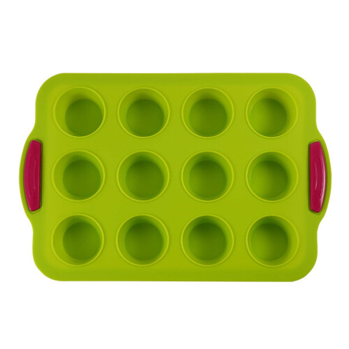 Moule à mini-muffins en silicone, 12 alvéoles rondes