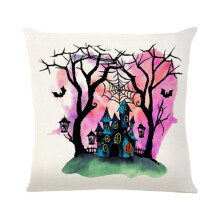 Poszewka na poduszkę z nadrukiem zamku Halloween 18x18 cali