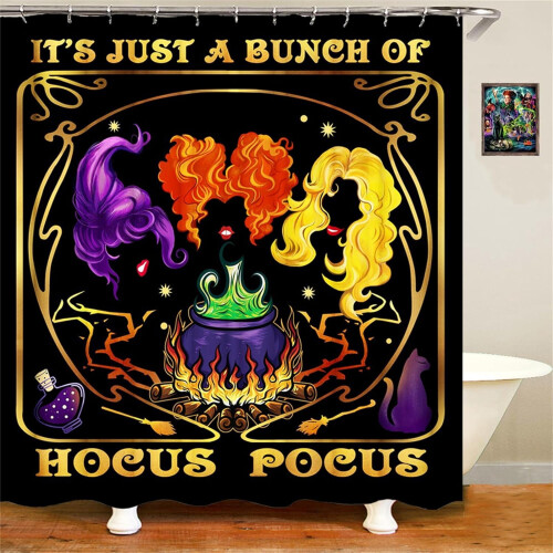 Αδιάβροχη κουρτίνα ντους Hocus Pocus 72x72 ίντσες με 12