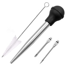 Inyector de especias para barbacoa de acero inoxidable.