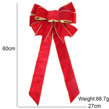 Christmas bow outdoor decoration glitter gold edge 1 pack