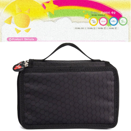 Colored Pencil Case with Compartments 32 Slots Black 2
