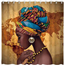 Boho-Duschvorhang-Set im Stil einer afroamerikanischen Frau, 183 x 183 cm