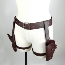 (brown) Tomb Raider Movie Characters Laura Police Holster Western Denim Leather Belt Carnival Performance Cosplay Prop Accessories