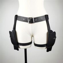 (black) Tomb Raider Movie Characters Laura Police Holster Western Denim Leather Belt Carnival Performance Cosplay Prop Accessories