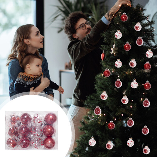 YiFudd, palline di Natale in plastica, 24 pezzi