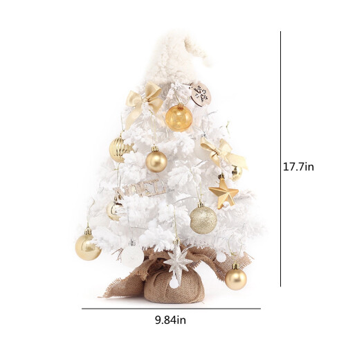Mini White Christmas Tree with Lights 17.7 Inches 2