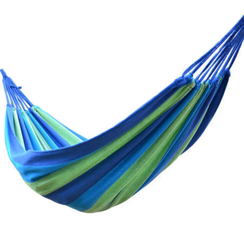 Outdoor hammock canvas stripe 280x80 cm blue 1