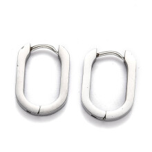 1 pár 304 nerezových náušnic Huggie oválné 17x12,5x3mm pin: 1mm