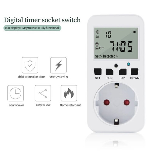 Multifunctional Digital Light Controlled Timer Socket Cycle Programmable Digital Timer Outlet -EU Plug 1