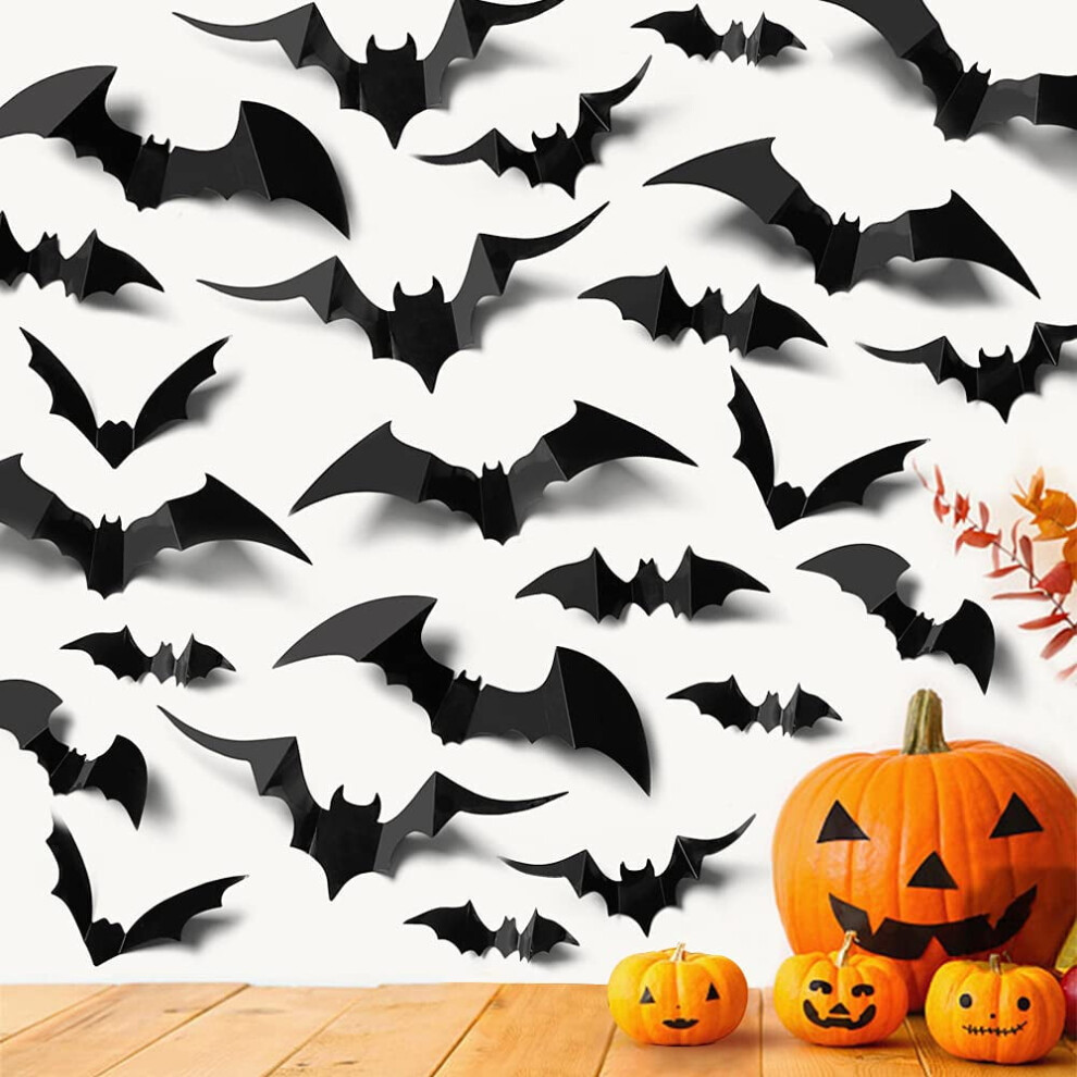 3D Bat Wall Stickers For Halloween 44 Pieces 4 Sizes 969218234990