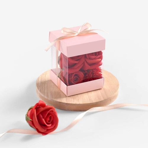 Pink Square PVC Gift Box Display Case 10pcs 1