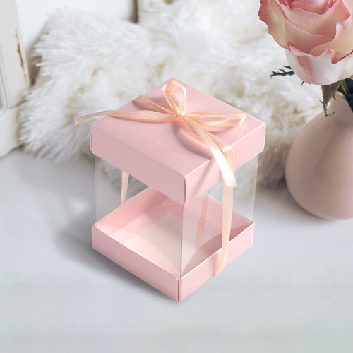 Pink Square PVC Gift Box Display Case 10pcs 2