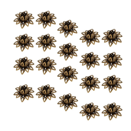 Flower Bead Caps Ancient Green 20pcs 2