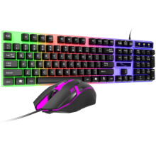 Tastatură și mouse cu fir, combinație de tastatură și mouse cu iluminare din spate, silențioasă, pentru laptop, computer și Mac (negru)