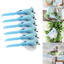 Christmas Bird Ornament Blue White 6-Pack