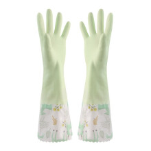 Rubber Cleaning Gloves with Lining, Waterproof, 1 Pair