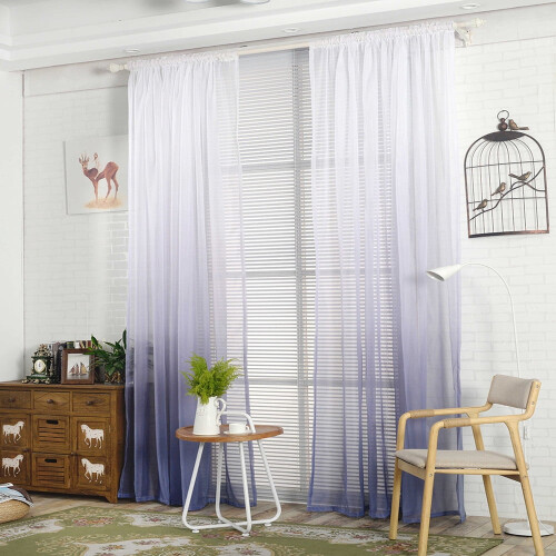 Ombre Chiffon Sheer Curtains Divider Drapes 39.37 x 78.74 2
