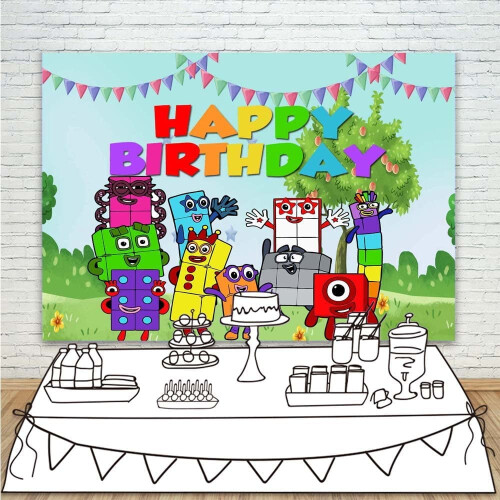 Numberblocks Geburtstagshintergrund Vinyl 5x3ft 1