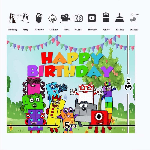 Numberblocks Geburtstagshintergrund Vinyl 5x3ft 2