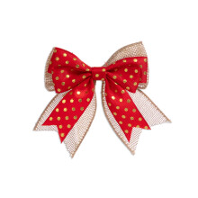 Funde de Crăciun din pânză de sac, 3,9" pentru brad de Crăciun, funde rustice pentru coroană pre-legate, funde decorative de Crăciun pentru