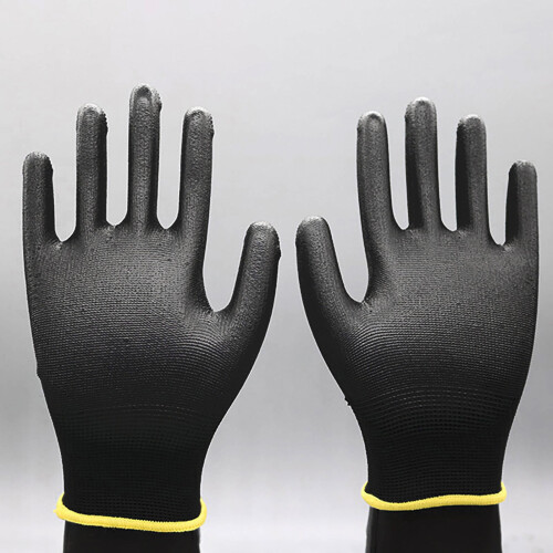 Nitrile Coated Work Gloves Black Size 8/M 12 Pairs