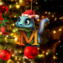 Ornements de Noël Dinosaure, pendentif en acrylique de 26 lettres, cadeau à suspendre pour le sapin, compatible avec les décorations de Noël 2023