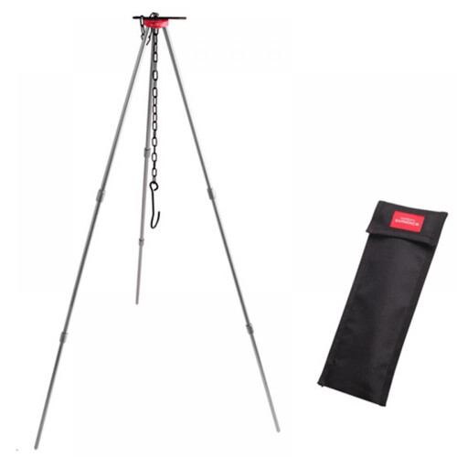 Cast Iron Camping Tripod Outdoor Campfire Cooking Silver