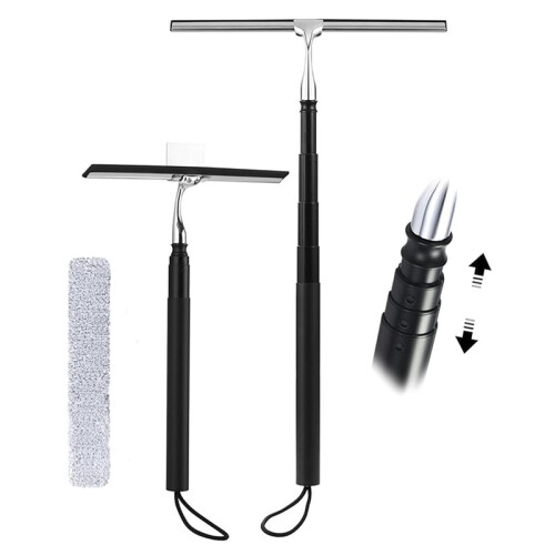 Telescopic Window Squeegee 10'' Home Cleaning Kit Extendable Shower Squeegee for Glass Doors - Window Cleaning Tool 1